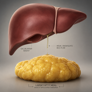 So now bile just drips, thin and constant